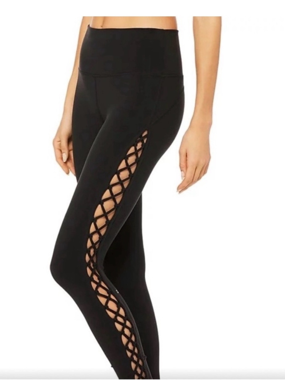 ALO Yoga Black High-Waist Lattice Side Leggings XXS